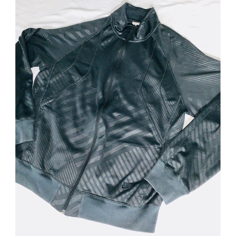 Nike Vintage Black Track Jacket Sweater Basketball Soccer Soft Geometric Large - Picture 3 of 10